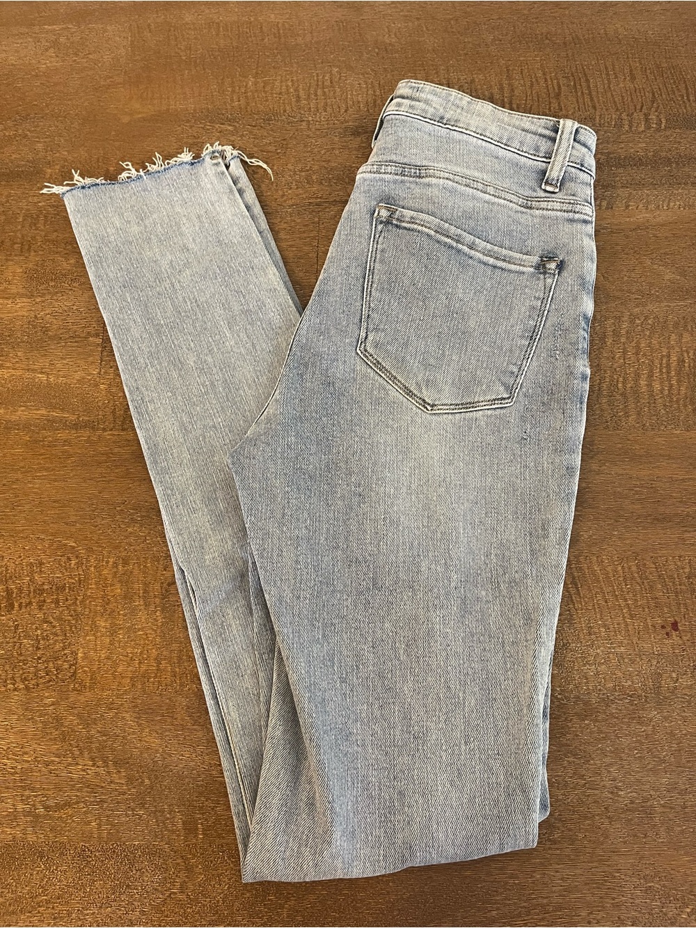Light Blue High-Rise Skinny Jeans with Raw Hem